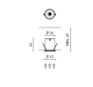 2,1W LED įleidžiamas šviestuvas SHOT LIGHT, juodas, 3000K, 19º
