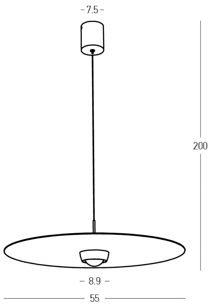 21W LED pakabinamas šviestuvas, juodas, 3000K, dimeriuojamas, 55cm, 2587