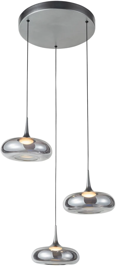 21W LED pakabinamas šviestuvas TENELE, sidabro/dūmų sp., 3000K, dimeriuojamas