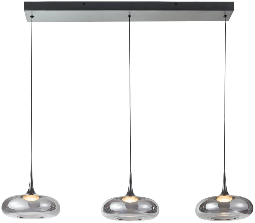 21W LED pakabinamas šviestuvas TENELE, sidabro/dūmų sp., 3000K, dimeriuojamas