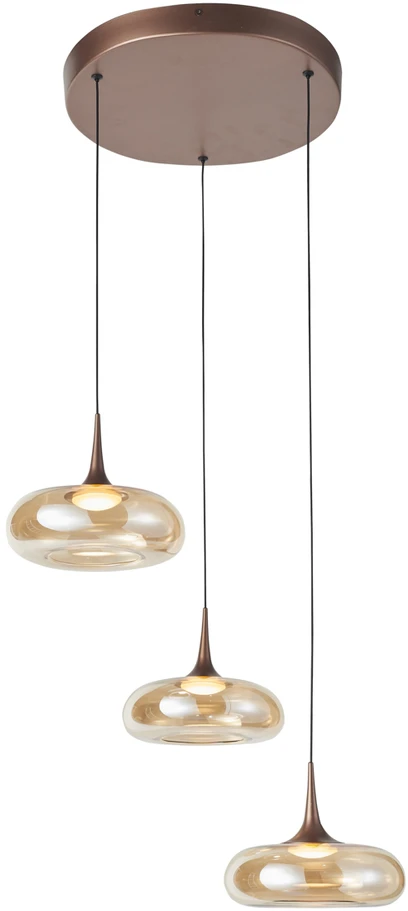 21W LED pakabinamas šviestuvas TENELE, vario/gintaro sp., 3000K, dimeriuojamas