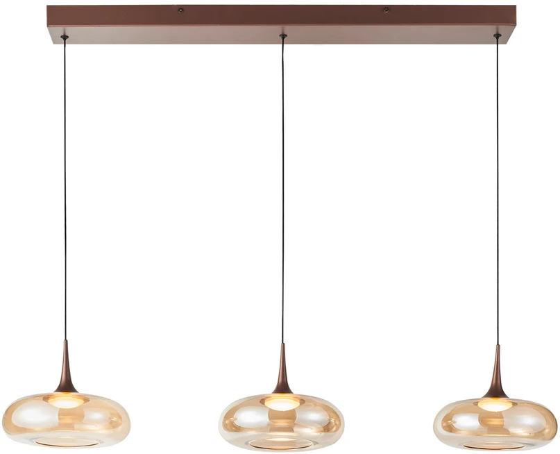 21W LED pakabinamas šviestuvas TENELE, vario/gintaro sp., 3000K, dimeriuojamas