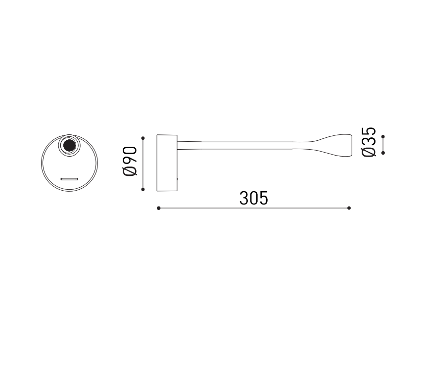 2,1W LED sieninis šviestuvas DREAM, tamsiai pilkas (RAL 7022), 2700K, su maitinimo šaltiniu