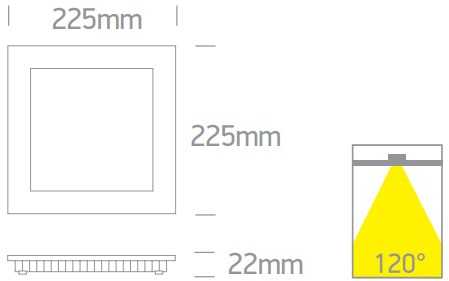 22W LED įleidžiama panelė, balta, 3000/4000/5700K, 50122FA/W/V