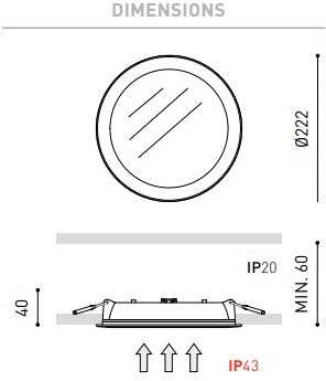 22W LED įleidžiama panelė MIX 3, balta, 3000K, DALI, IP43
