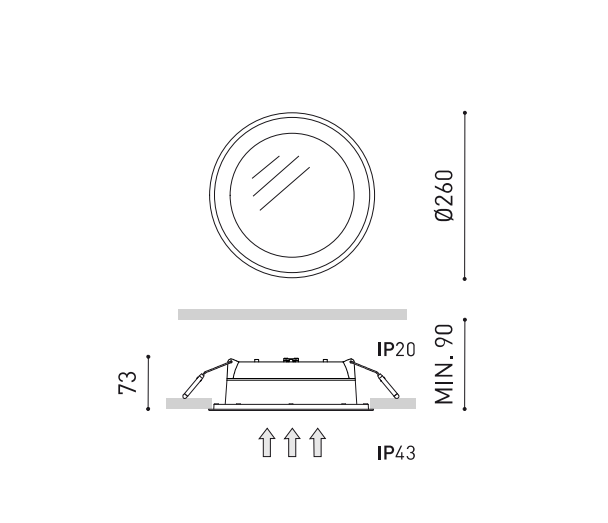 22W LED įleidžiamas šviestuvas DROP 3, baltas, 3000K, IP43, DALI