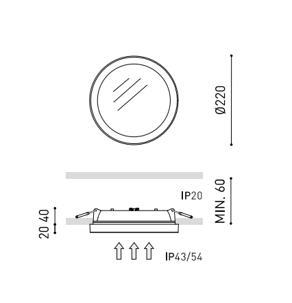 22W LED įleidžiamas šviestuvas STRAM 3, baltas, 3000K, IP43