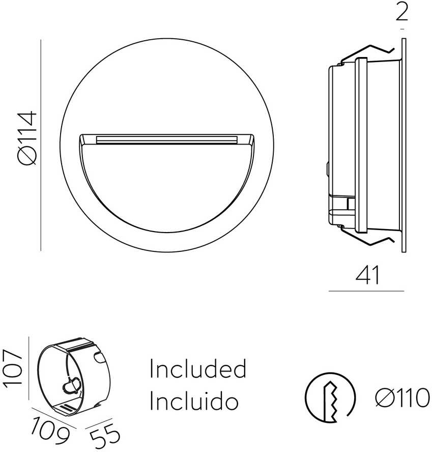 2,2W LED įleidžiamo montavimo sieninis šviestuvas SPICA, baltas, 2200/2700/3200/4000K, IP65, E2061071B