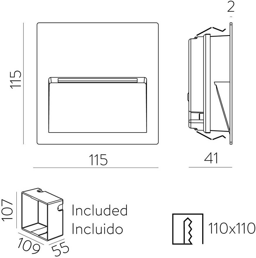 2,2W LED įleidžiamo montavimo sieninis šviestuvas NASHIRA, antracito sp., 2200/2700/3200/4000K, IP65, E2062071GR