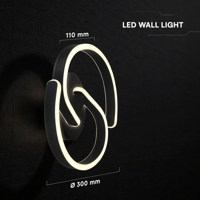 22W LED sieninis šviestuvas, juodos/baltos sp., 4000K