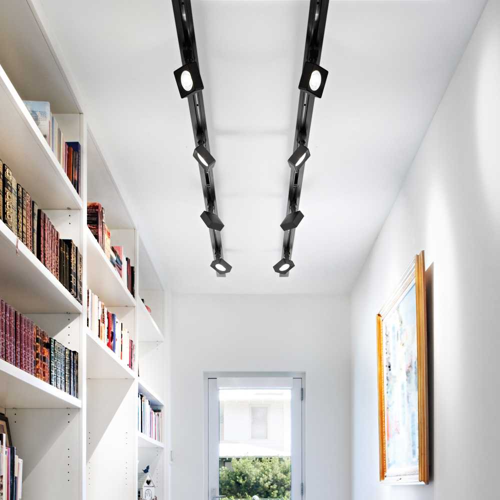 22W LED šviestuvas į 3 fazių bėgelį POV, juodas, 3000K, 296357