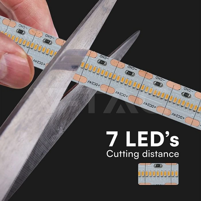 22W/m LED juosta, 700LED/m, 24V, 4000K, 5 metrų ritė
