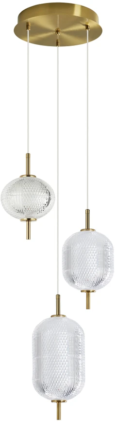 23W LED pakabinamas šviestuvas CORADO, aukso sp./skaidrus, 3000K