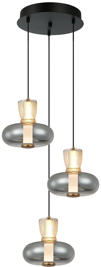 23W LED pakabinamas šviestuvas SIREL, gintaro/dūmų/juodos/bronzos sp., 3000K, 4326800