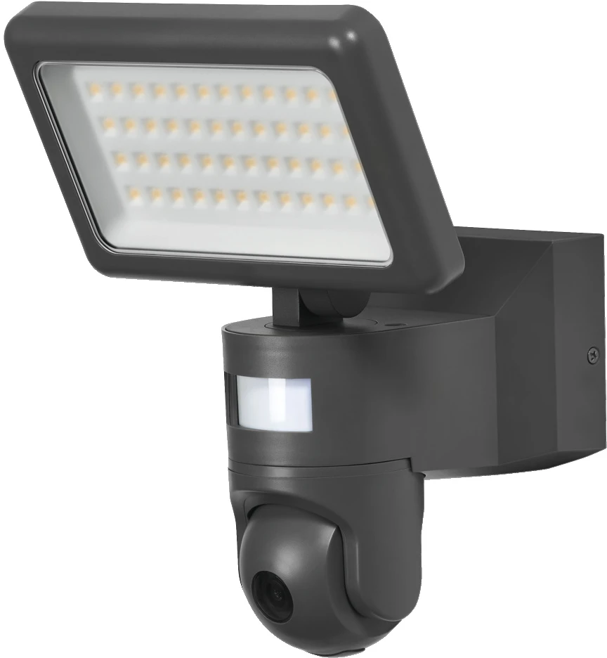 23W LED prožektorius SMART+, tamsiai pilkas, 3000K, dimeriuojamas, su judesio davikliu, kamera ir aliarmo funkcija, IP44