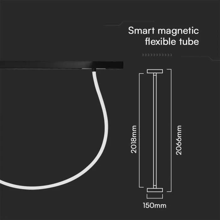 V-tac 23W LED SMART šviestuvas į magnetinius bėgelius, 48V, juodas, 3000-6500K