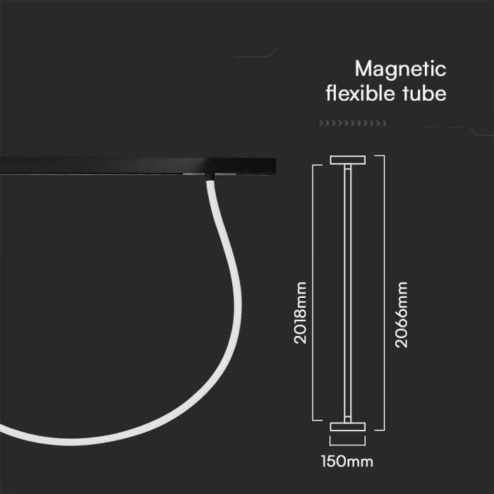 V-tac 23W LED šviestuvas į magnetinius bėgelius, 48V, juodas, 3000K