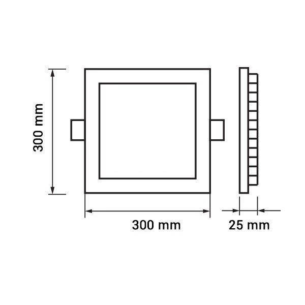 24W LED įleidžiama panelė, balta, 4500K, 30x30cm