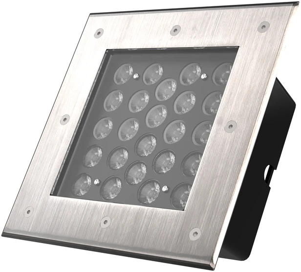 24W LED įleidžiamas į žemę lauko šviestuvas INGROUND SQUARE, juodas, 4000K, 9°, IP67