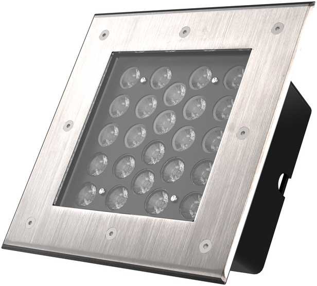 24W LED įleidžiamas į žemę lauko šviestuvas INGROUND SQUARE, juodas, 3000K, 28°, DALI, IP67