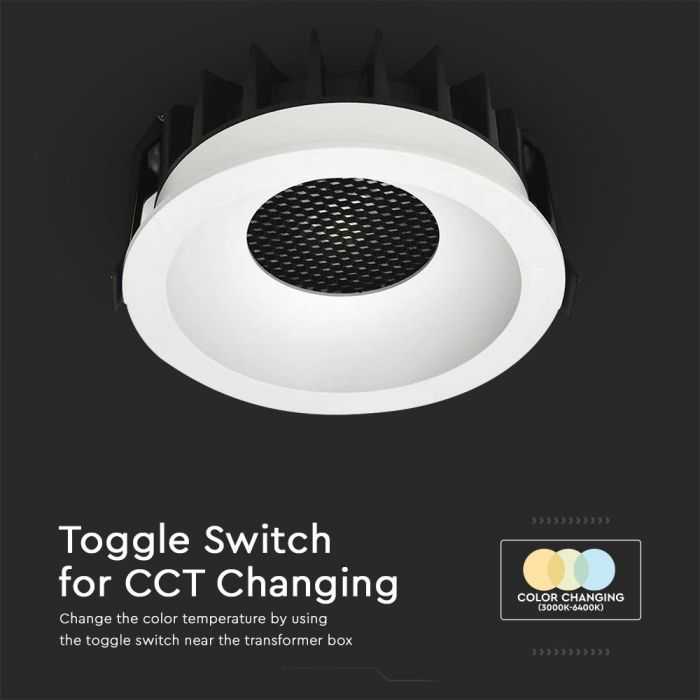 24W LED įleidžiamas šviestuvas, baltos/juodos sp., 3000-6400K, 24°