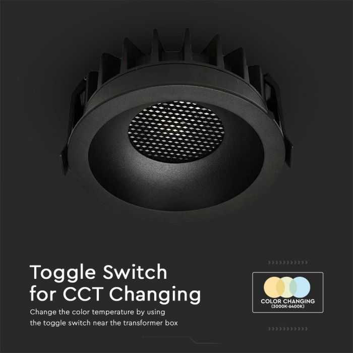 24W LED įleidžiamas šviestuvas, juodos sp., 3000-6400K, 24°