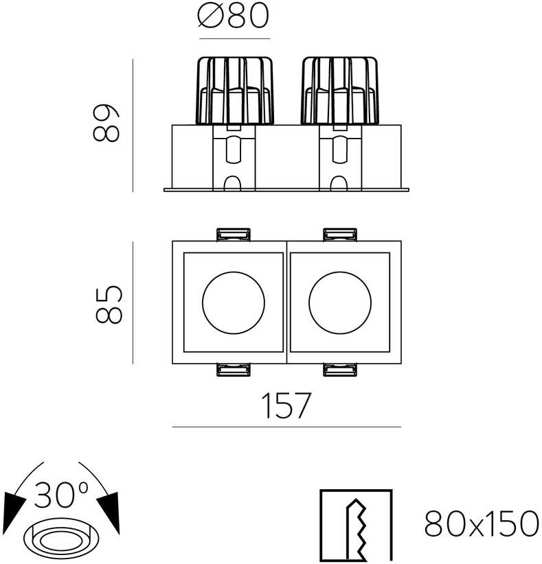 24W LED įleidžiamas šviestuvas MOVE, juodas, 3000/4000K, IP44, E3984178N