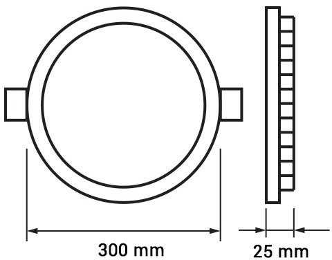 24W LED įmontuojama panelė, apvali, su maitinimo šaltiniu, (2700K) šiltai balta