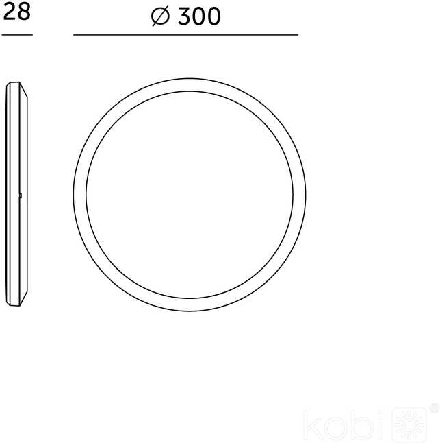 24W LED lubinis šviestuvas NIVERA CIRCLE, juodas, 3000/4000/6000K, IP54