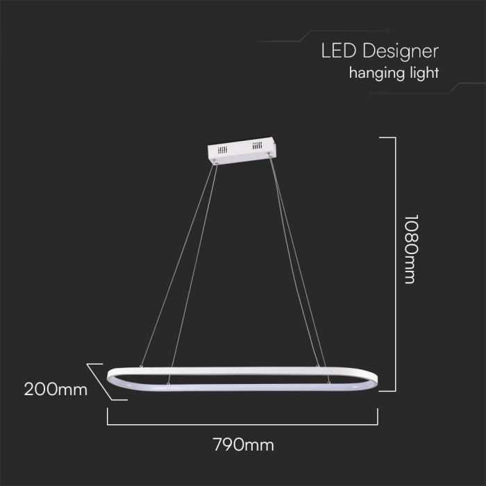 V-tac 24W LED pakabinamas šviestuvas, baltas, 3000K