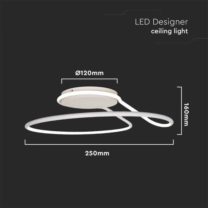Lubinis šviestuvas V-tac 24W LED paviršinis šviestuvas, baltas, 4000K