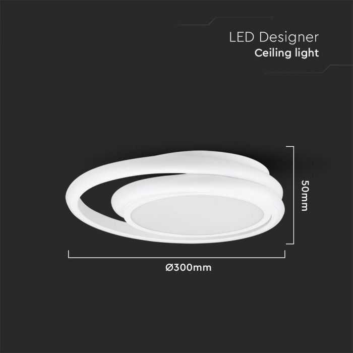 Lubinis šviestuvas V-tac 24W LED paviršinis šviestuvas, baltas, 4000K