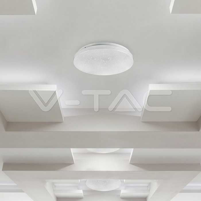 Lubinis šviestuvas V-tac 24W LED paviršinis šviestuvas, baltas, suderinamas su AMAZON ALEXA ir GOOGLE HOME, 2700-6500K/RGB