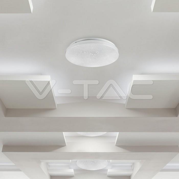 Lubinis šviestuvas V-tac 24W LED paviršinis šviestuvas, baltas, suderinamas su AMAZON ALEXA ir GOOGLE HOME, 2700-6500K/RGB