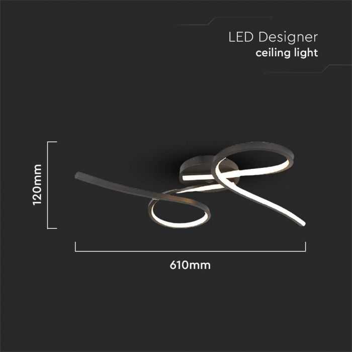 Lubinis šviestuvas V-tac 24W LED paviršinis šviestuvas, juodas, 3000K