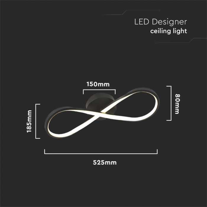 Lubinis šviestuvas V-tac 24W LED paviršinis šviestuvas, juodas, 3000K