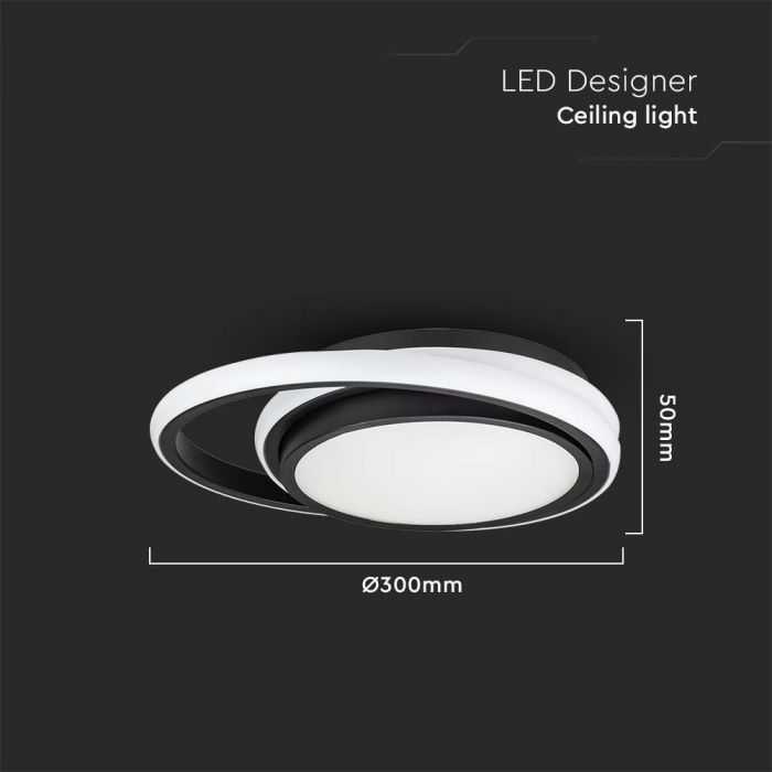 Lubinis šviestuvas 24W LED paviršinis šviestuvas, juodas, 4000K