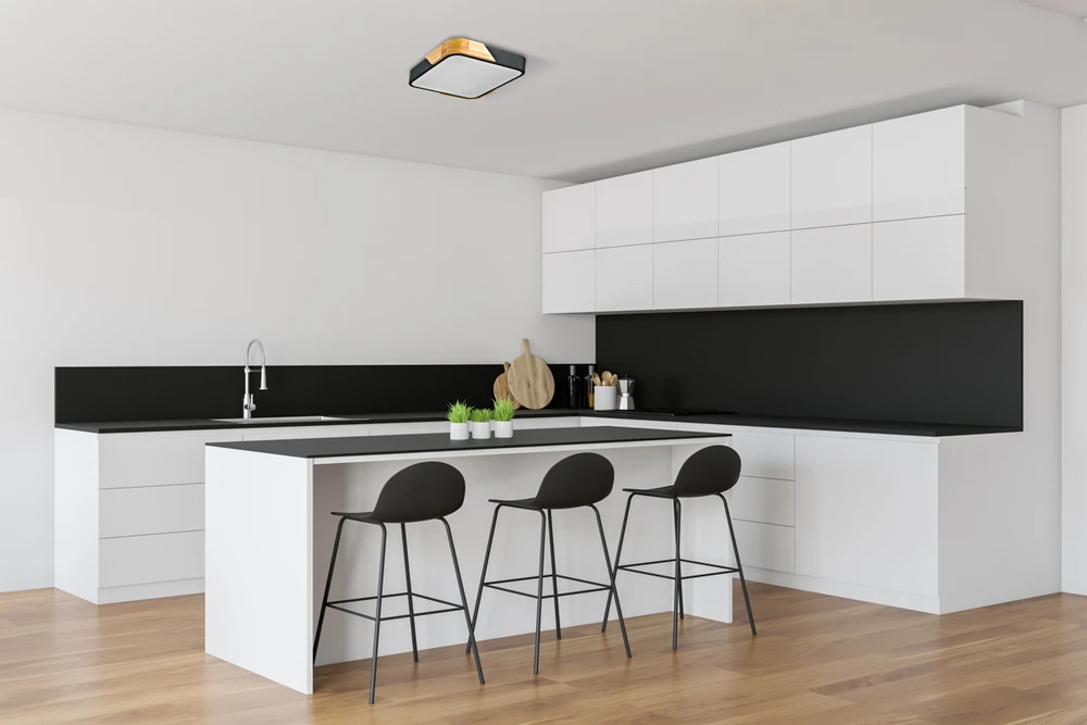 Lubinis šviestuvas 24W LED paviršinis šviestuvas SANTER, medžio/baltos/juodos sp., 3000K