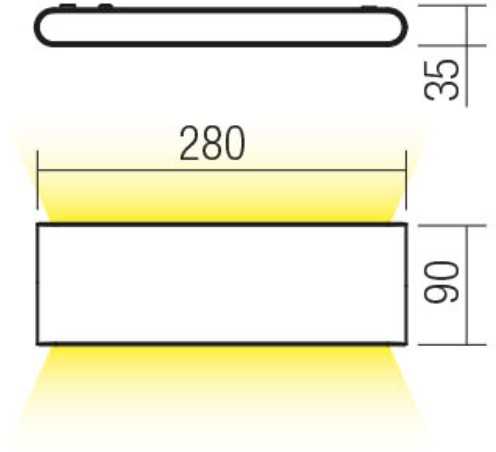 Sieninis šviestuvas 24W LED sieninis fasado šviestuvas POCKET, tamsiai rudas, 3000K, IP54, šviečia į viršų ir į apačią, 90453