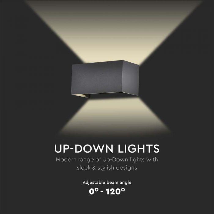 Sieninis šviestuvas V-tac 24W LED sieninis lauko šviestuvas, juodas, 3000K, IP65