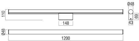 24W LED sieninis šviestuvas KALI, juodas, 3000/4000K, IP44, 01-3285
