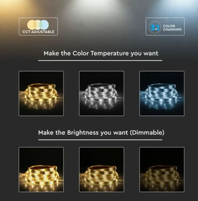 V-tac 24W/m LED juosta, 60LED/m, 24V, 3IN1+RGB, IP65, 5 metrų ritė