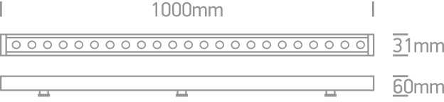 24x1W LED linijinis sienų šviestuvas, pilkas, 4000K, 7055B/C