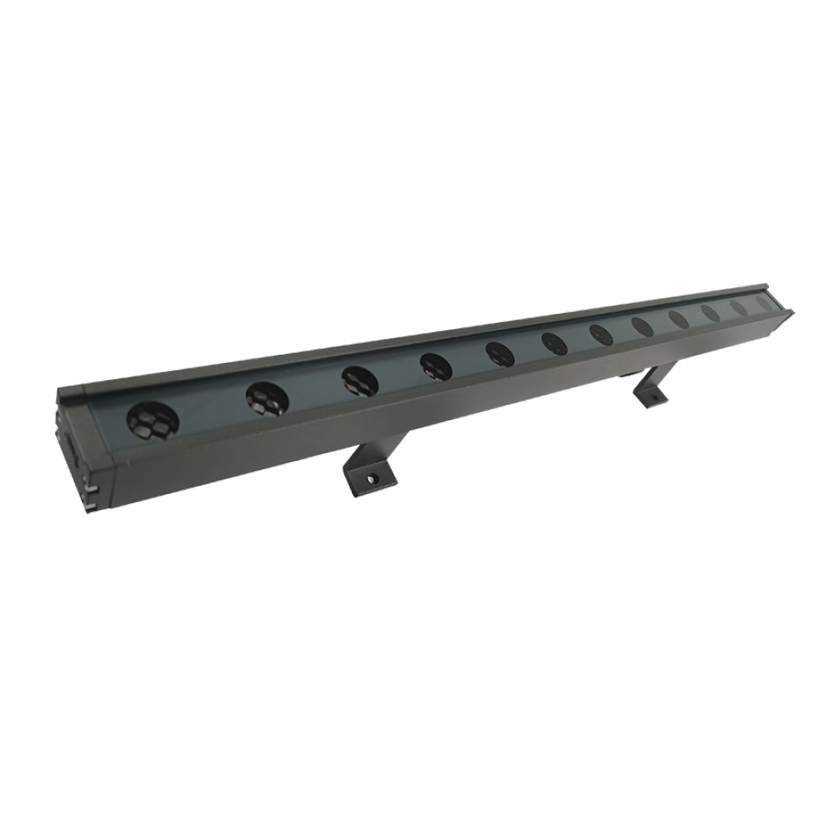 Sieninis šviestuvas 24x1W LED sieninis fasado šviestuvas, pilkas, 4000K/RGB, dimeriuojamas, IP66, 60°x10°, E379, reikalingas maitinimo šaltinis