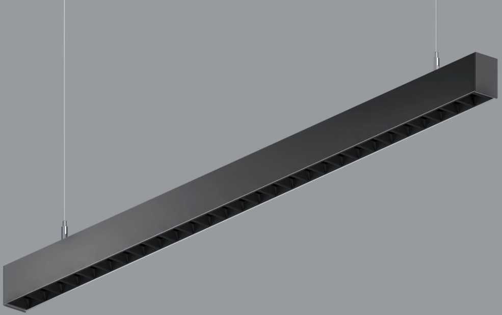 25,5W linijinis pakabinamas šviestuvas X-LINE SLIM LOW UGR L-DOWN LED, juodas, 3000K, IP40