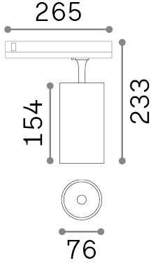 25W LED akcentinis šviestuvas į 3 fazių bėgelius FOX, juodas, 4000K, dimeriuojamas, 340951