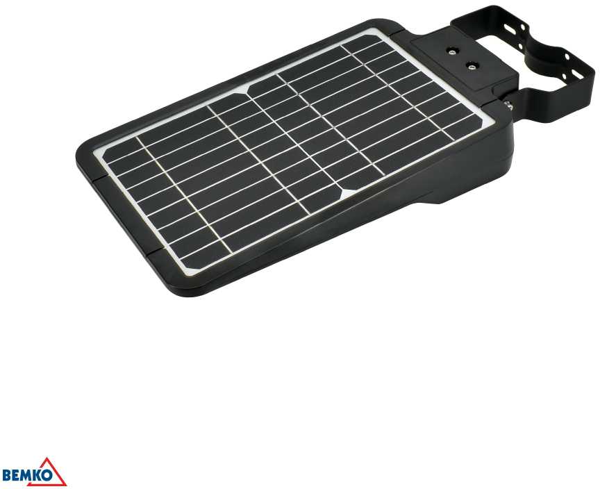 Bemko 25W LED gatvės šviestuvas su saulės baterija ir judesio davikliu, juodas, 4000K, IP65