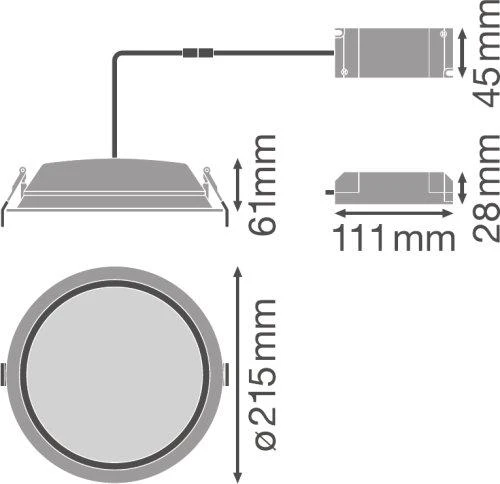 Ledvance 25W LED Įleidžiamas šviestuvas DL ALU DN, 3000K, baltas