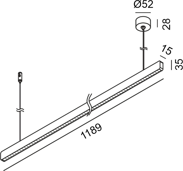 Pakabinamas šviestuvas 25W LED pakabinamas linijinis šviestuvas PRISMA LINE, juodas, 3000K, 40°