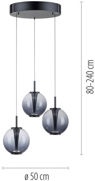 25W LED pakabinamas šviestuvas E-INFINITY, pilkos sp., 2200-5000K, dimeriuojamas, reguliuojamo aukščio